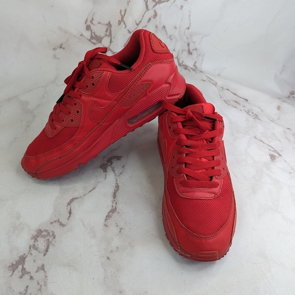 Nike Other - Nike Air Max 90 Triple Red Mens Size 9 CZ7918-600 Shoes Sneakers Lace Up EUC